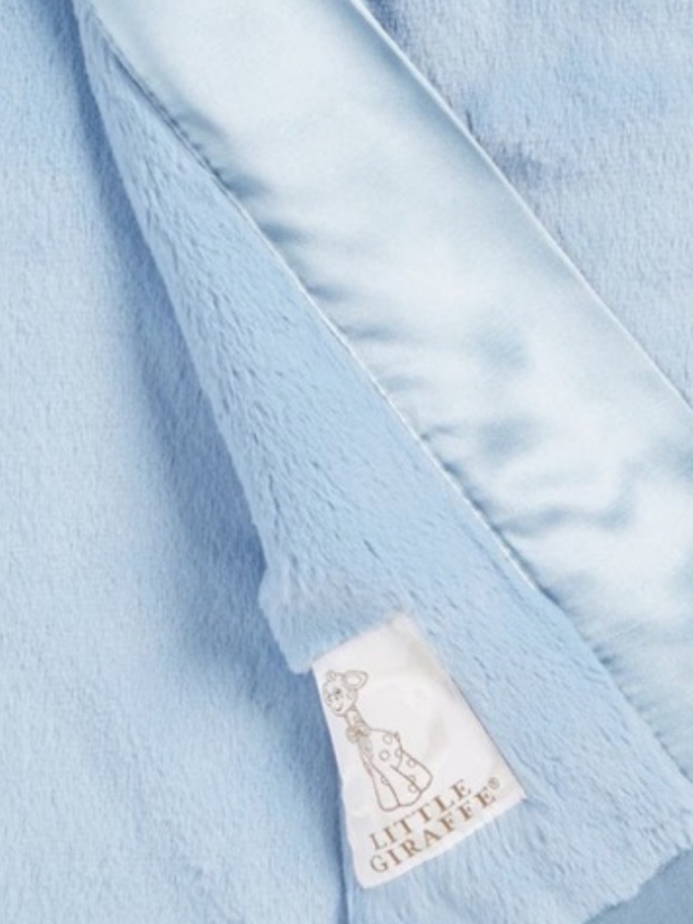Little Giraffe Baby Blue Plush Blanket with Satin Trim for Baby or Toddler NWT